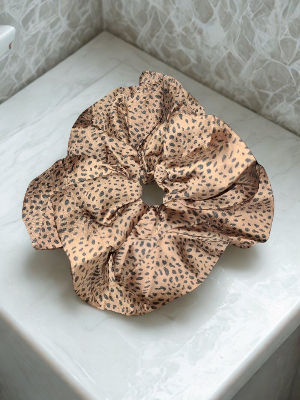 Large Cat Print Hair Scrunchie